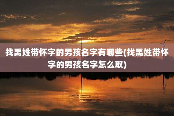 找禹姓带怀字的男孩名字有哪些(找禹姓带怀字的男孩名字怎么取)