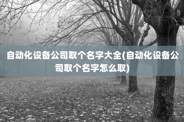 自动化设备公司取个名字大全(自动化设备公司取个名字怎么取)