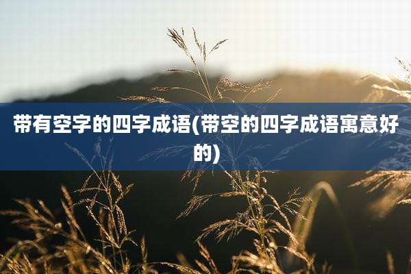 带有空字的四字成语(带空的四字成语寓意好的)