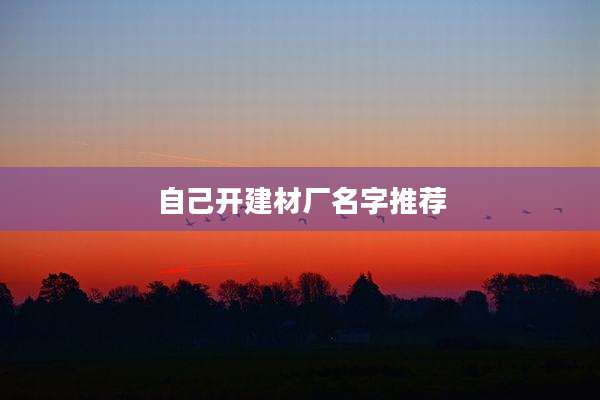 自己开建材厂名字推荐