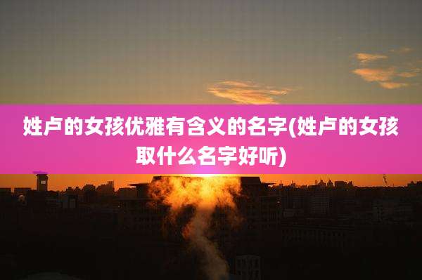 姓卢的女孩优雅有含义的名字(姓卢的女孩取什么名字好听)