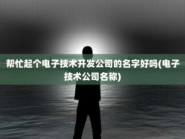 帮忙起个电子技术开发公司的名字好吗(电子技术公司名称)
