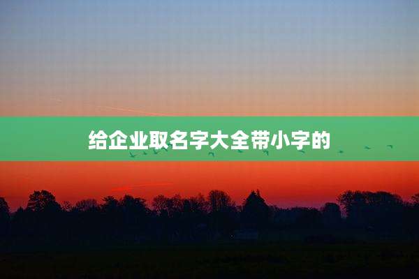 给企业取名字大全带小字的