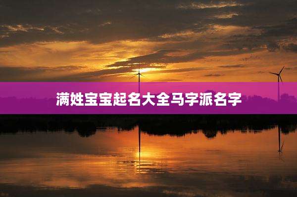 满姓宝宝起名大全马字派名字