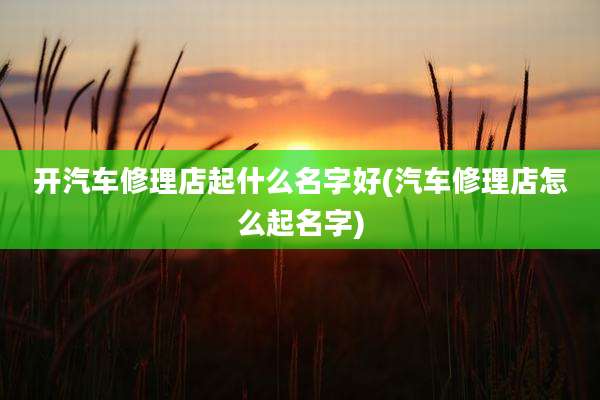 开汽车修理店起什么名字好(汽车修理店怎么起名字)