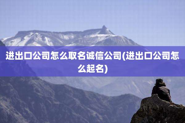 进出口公司怎么取名诚信公司(进出口公司怎么起名)