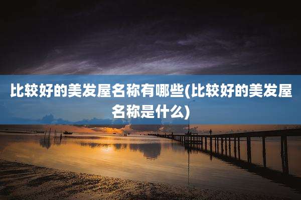 比较好的美发屋名称有哪些(比较好的美发屋名称是什么)