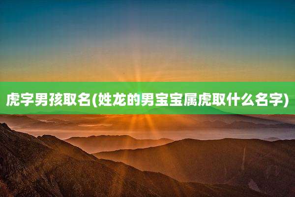 虎字男孩取名(姓龙的男宝宝属虎取什么名字)
