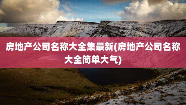 房地产公司名称大全集最新(房地产公司名称大全简单大气)