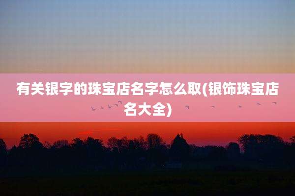 有关银字的珠宝店名字怎么取(银饰珠宝店名大全)