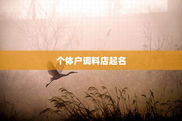 个体户调料店起名