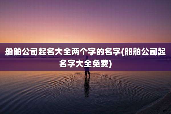 船舶公司起名大全两个字的名字(船舶公司起名字大全免费)