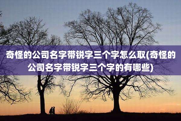 奇怪的公司名字带锐字三个字怎么取(奇怪的公司名字带锐字三个字的有哪些)