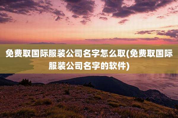 免费取国际服装公司名字怎么取(免费取国际服装公司名字的软件)