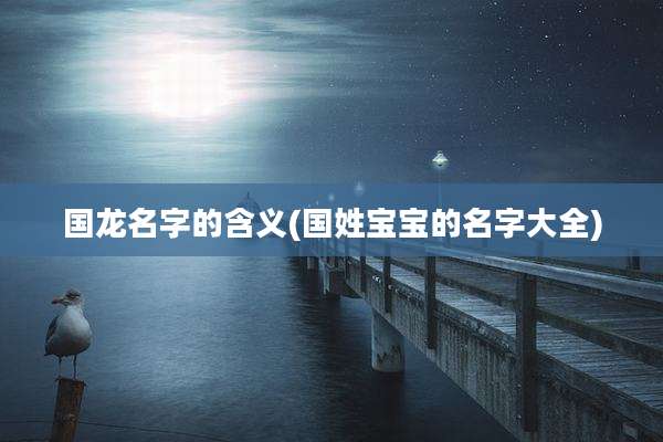 国龙名字的含义(国姓宝宝的名字大全)