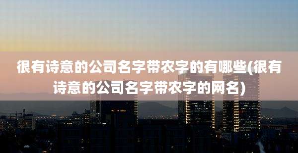 很有诗意的公司名字带农字的有哪些(很有诗意的公司名字带农字的网名)