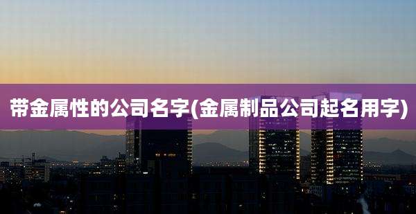 带金属性的公司名字(金属制品公司起名用字)