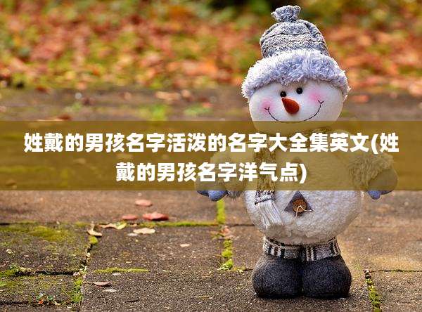姓戴的男孩名字活泼的名字大全集英文(姓戴的男孩名字洋气点)
