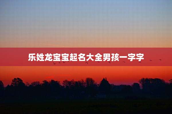 乐姓龙宝宝起名大全男孩一字字