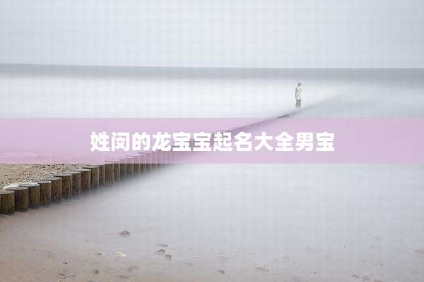姓闵的龙宝宝起名大全男宝
