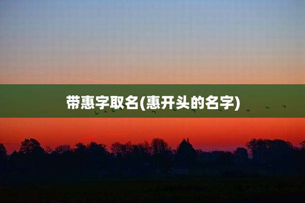 带惠字取名(惠开头的名字)