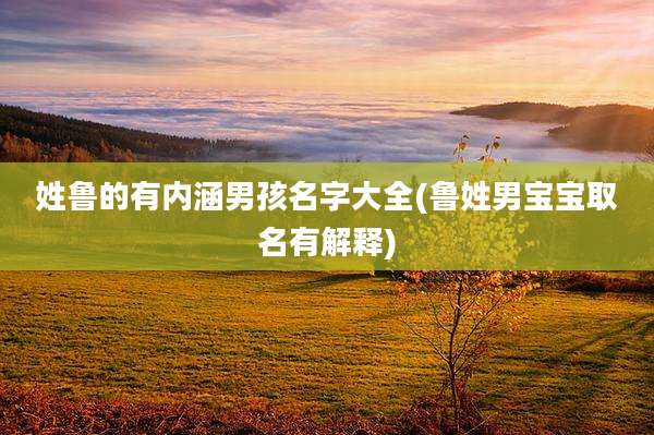 姓鲁的有内涵男孩名字大全(鲁姓男宝宝取名有解释)