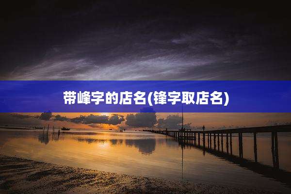 带峰字的店名(锋字取店名)