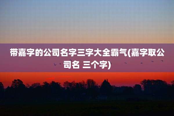 带嘉字的公司名字三字大全霸气(嘉字取公司名 三个字)
