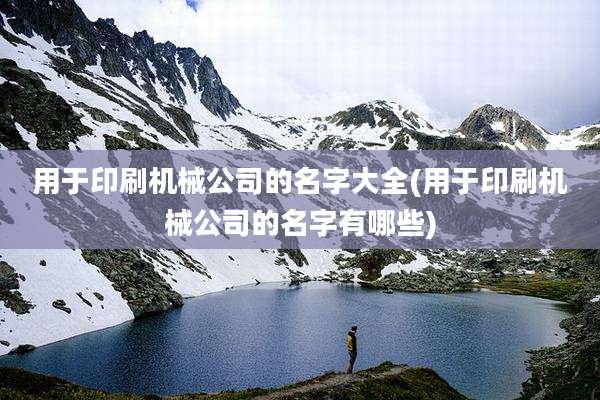 用于印刷机械公司的名字大全(用于印刷机械公司的名字有哪些)