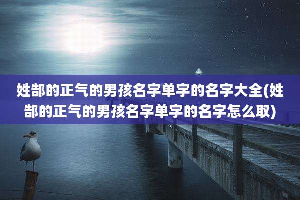 姓郜的正气的男孩名字单字的名字大全(姓郜的正气的男孩名字单字的名字怎么取)