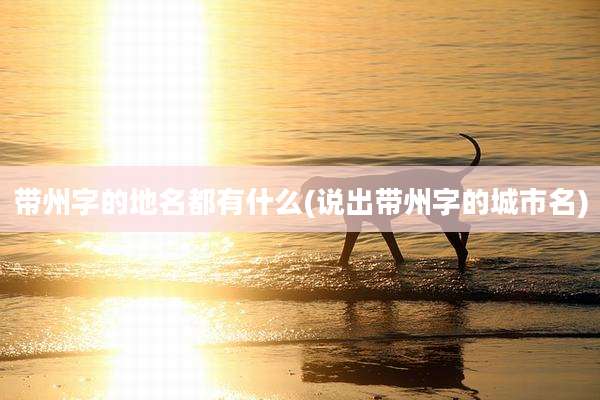 带州字的地名都有什么(说出带州字的城市名)