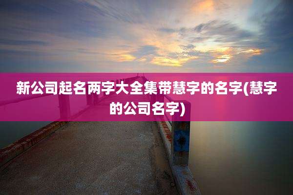 新公司起名两字大全集带慧字的名字(慧字的公司名字)