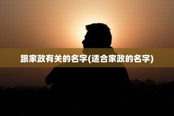 跟家政有关的名字(适合家政的名字)