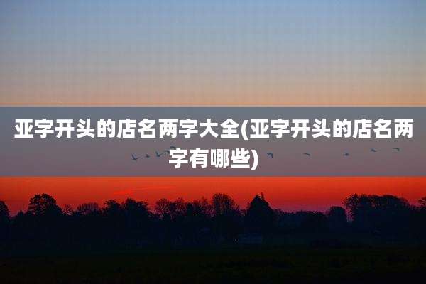 亚字开头的店名两字大全(亚字开头的店名两字有哪些)