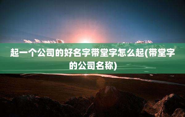 起一个公司的好名字带堂字怎么起(带堂字的公司名称)