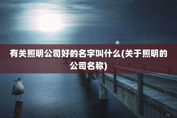 有关照明公司好的名字叫什么(关于照明的公司名称)