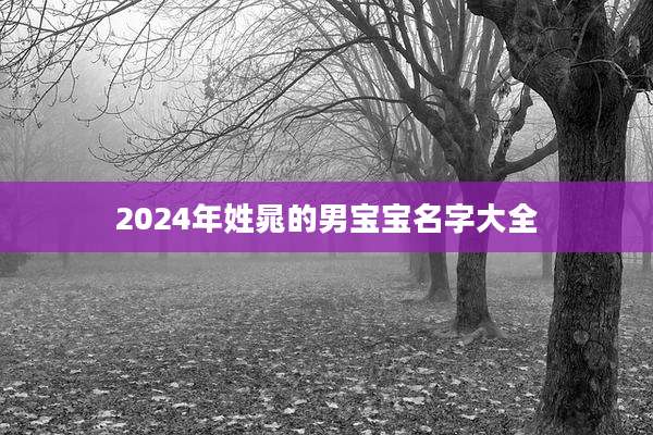 2024年姓晁的男宝宝名字大全