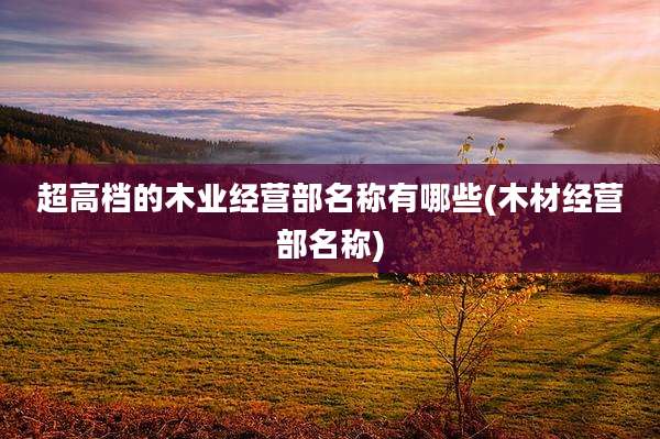 超高档的木业经营部名称有哪些(木材经营部名称)