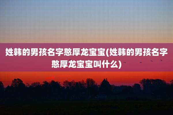 姓韩的男孩名字憨厚龙宝宝(姓韩的男孩名字憨厚龙宝宝叫什么)