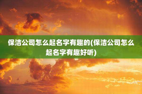 保洁公司怎么起名字有趣的(保洁公司怎么起名字有趣好听)