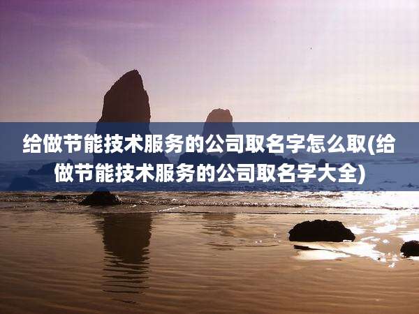 给做节能技术服务的公司取名字怎么取(给做节能技术服务的公司取名字大全)