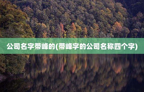 公司名字带峰的(带峰字的公司名称四个字)