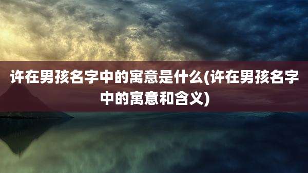 许在男孩名字中的寓意是什么(许在男孩名字中的寓意和含义)