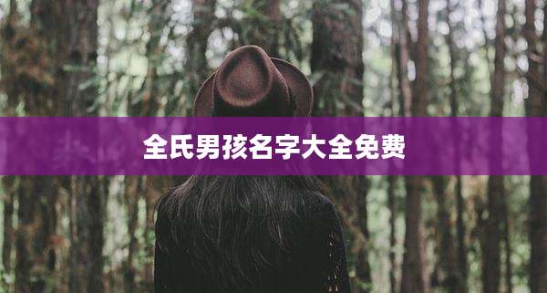 全氏男孩名字大全免费