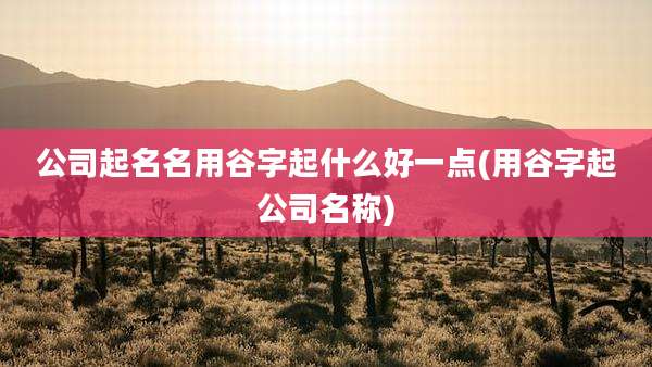 公司起名名用谷字起什么好一点(用谷字起公司名称)