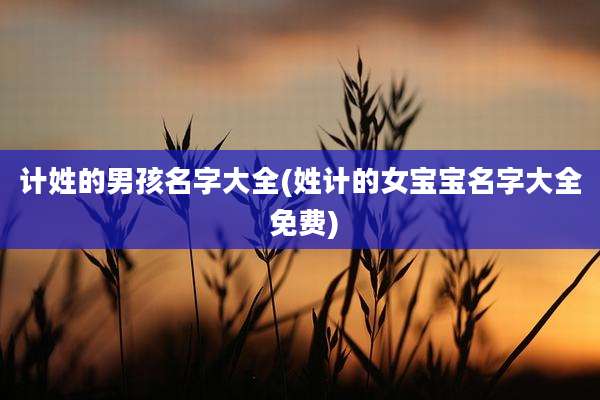 计姓的男孩名字大全(姓计的女宝宝名字大全 免费)
