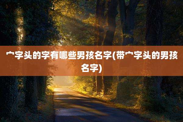 宀字头的字有哪些男孩名字(带宀字头的男孩名字)