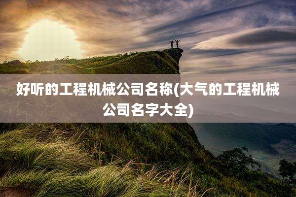 好听的工程机械公司名称(大气的工程机械公司名字大全)