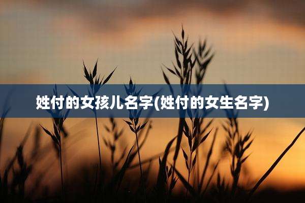 姓付的女孩儿名字(姓付的女生名字)