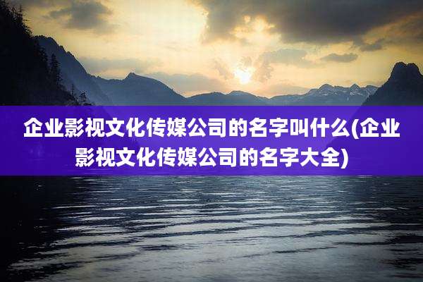 企业影视文化传媒公司的名字叫什么(企业影视文化传媒公司的名字大全)